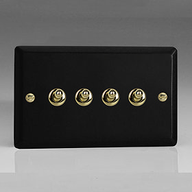  Revive 4 Gang 2 Way Toggle Switch - - Matt Black/Brass Large Image