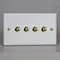 Revive 4 Gang 2 Way Toggle Switch - Matt White/Brass Large Image