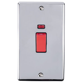 Revive 45A Cooker Switch Double Plate with Neon Polished Chrome Large Image