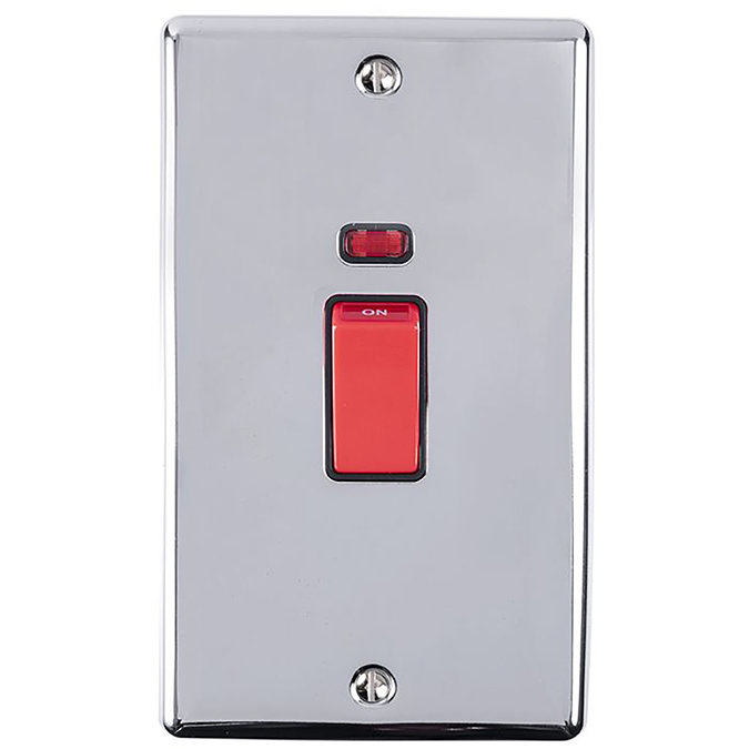  Revive 45A Cooker Switch Double Plate with Neon Polished Chrome Large Image