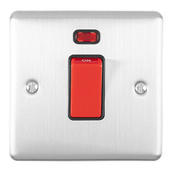 Revive 45A Switch with Neon Power Indicator Satin Steel/Black Large Image