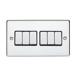 Revive 6 Gang 2 Way Light Switch -  Polished Chrome Large Image