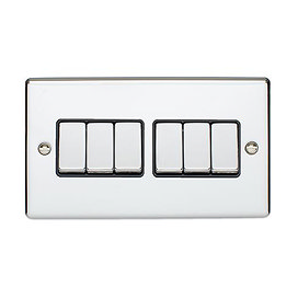 Revive 6 Gang 2 Way Light Switch -  Polished Chrome Large Image
