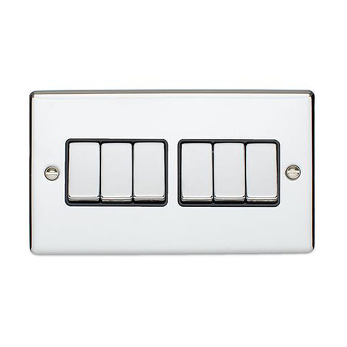  Revive 6 Gang 2 Way Light Switch -  Polished Chrome Large Image