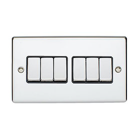  Revive 6 Gang 2 Way Light Switch -  Polished Chrome Large Image