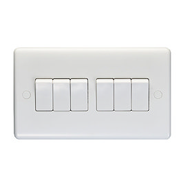 Revive 6 Gang 2 Way Light Switch - White Large Image