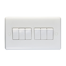 Revive 6 Gang 2 Way Light Switch - White Large Image