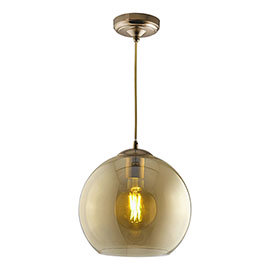 Revive Globe 30cm Amber Glass Ceiling Pendant Medium Image
