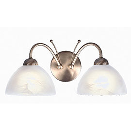 Revive Antique Brass 2-Light Wall Light with Alabaster Glass Shades Medium Image
