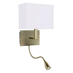 Revive LED Antique Brass Wall Lamp with Flexi Reading Light Large Image