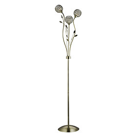 Revive Floral Antique Brass 3 Light Floor Lamp Large Image