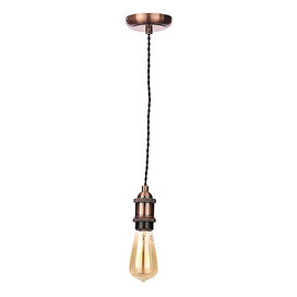 Revive Antique Copper with Black Twisted Cable Pendant Light Large Image
