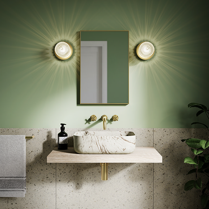 Ellis & Co Antonio Brushed Brass/Crystal Cut Glass Globe Wall Light