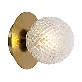 Revive Antonio Brushed Brass/Crystal Cut Glass Globe Wall Light