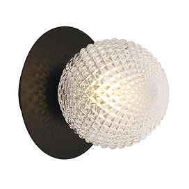 Revive Antonio Matt Black/Crystal Cut Glass Globe Wall Light