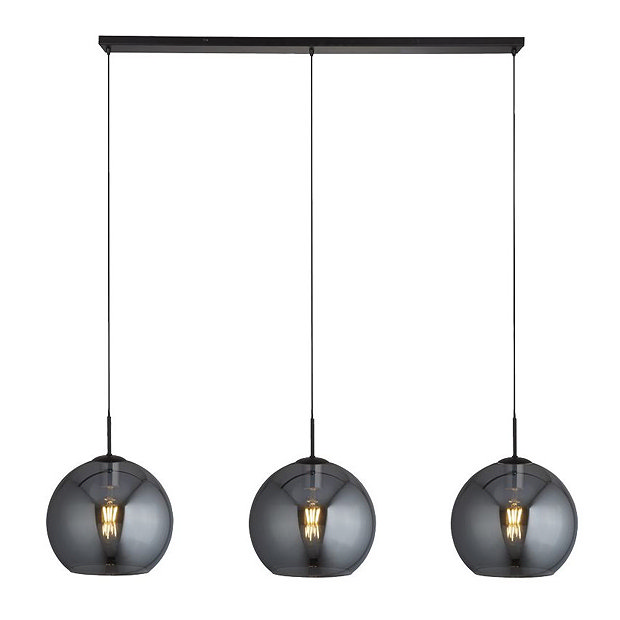 Revive Bar Pendant Light Smoked Glass, 3 Light