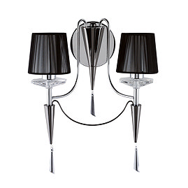 Revive Chrome 2-Light Wall Light with Black Shades Large Image