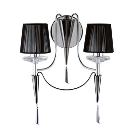 Revive Chrome 2-Light Wall Light with Black Shades Large Image