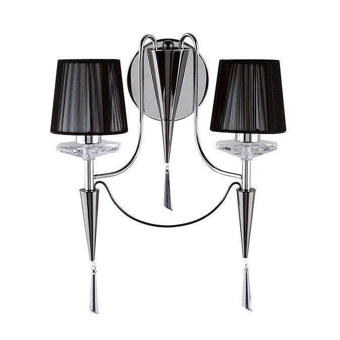 Revive Chrome 2-Light Wall Light with Black Shades Large Image
