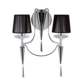 Revive Chrome 2-Light Wall Light with Black Shades Large Image