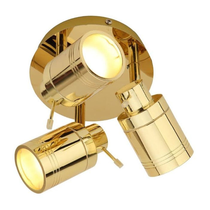 Revive Brass 3 Spot Bathroom Ceiling Light Large Image