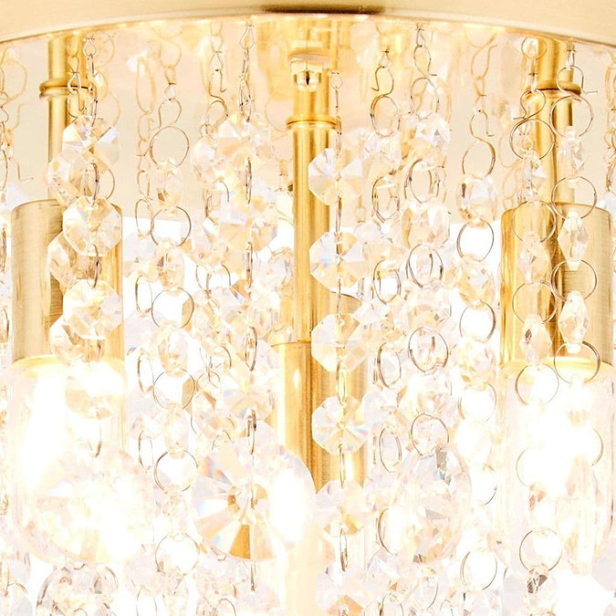 Revive Brass 4 Light Round Flush Bathroom Ceiling Light Profile Large Image