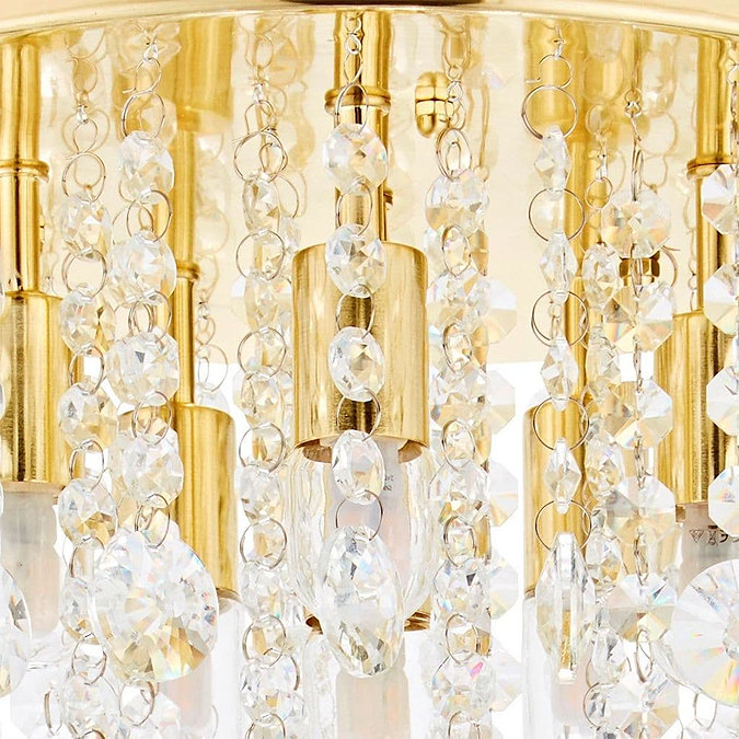 Revive Brass 6 Light Round Flush Bathroom Ceiling Light Profile Large Image