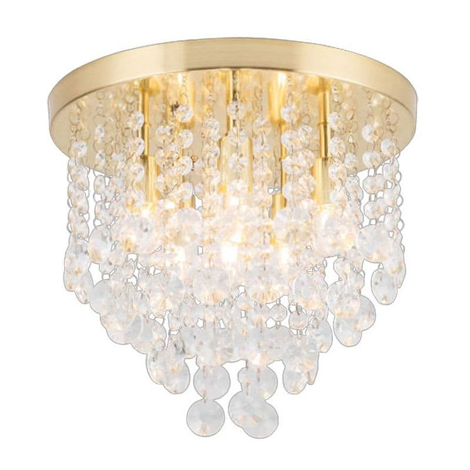 Revive Brass 6 Light Round Flush Bathroom Ceiling Light Large Image