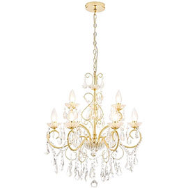 Revive Brass 9 Light Bathroom Chandelier Medium Image