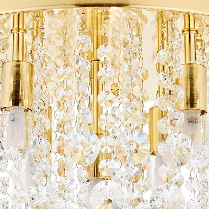 Revive Brass 9 Light Round Flush Bathroom Ceiling Light  Profile Large Image