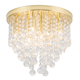 Revive Brass 9 Light Round Flush Bathroom Ceiling Light Large Image