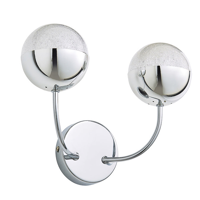 Revive Chrome 2-Light LED Bathroom Wall Light with Crackle Effect Diffuser Profile Large Image
