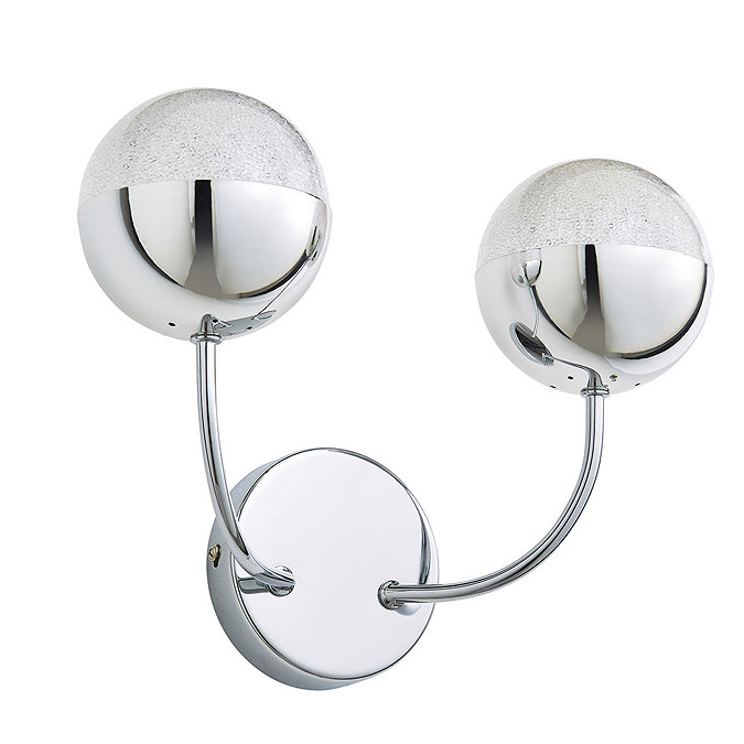 Revive Chrome 2-Light LED Bathroom Wall Light with Crackle Effect Diffuser  Profile Large Image