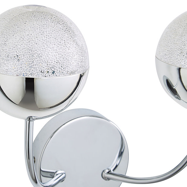 Revive Chrome 2 Light Led Bathroom Wall Light With Crackle Effect Diffuser I Victorian Plumbing