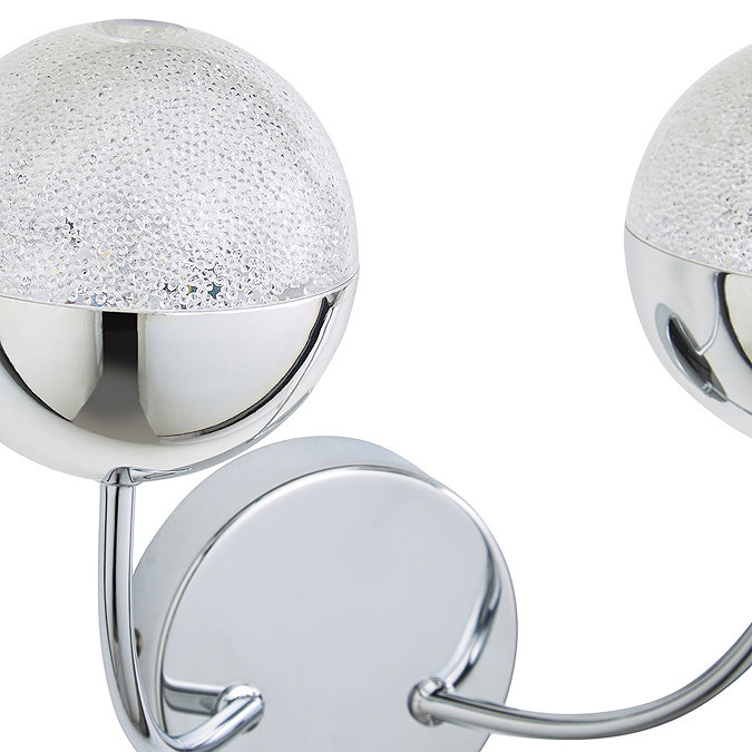 Revive Chrome 2-Light LED Bathroom Wall Light with Crackle Effect Diffuser Feature Large Image