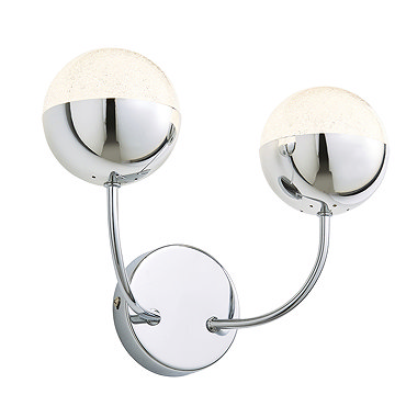 Revive Chrome 2-Light LED Bathroom Wall Light with Crackle Effect Diffuser  Profile Large Image