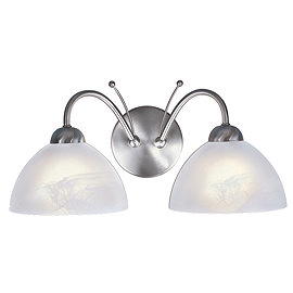 Revive Satin Silver 2-Light Wall Light with Alabaster Glass Shades Large Image