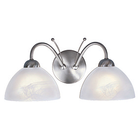 Revive Satin Silver 2-Light Wall Light with Alabaster Glass Shades Large Image