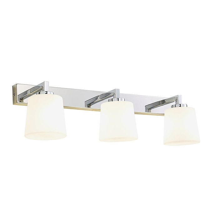 Revive Chrome 3-Light Bathroom Wall Light with Opal Glass Shades Large Image