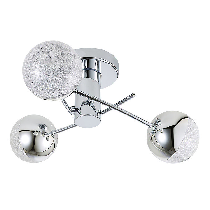 Revive Chrome 3-Light LED Bathroom Ceiling Light with Crackle Effect Diffusers  Profile Large Image