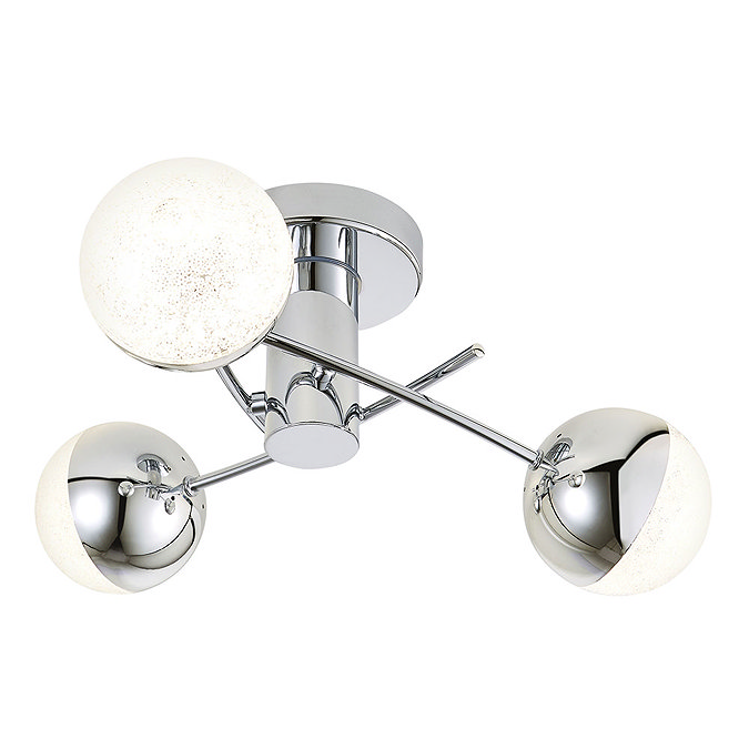 Revive Chrome 3-Light LED Bathroom Ceiling Light with Crackle Effect Diffusers Large Image