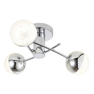 Revive Chrome 3-Light LED Bathroom Ceiling Light with Crackle Effect Diffusers  Profile Large Image