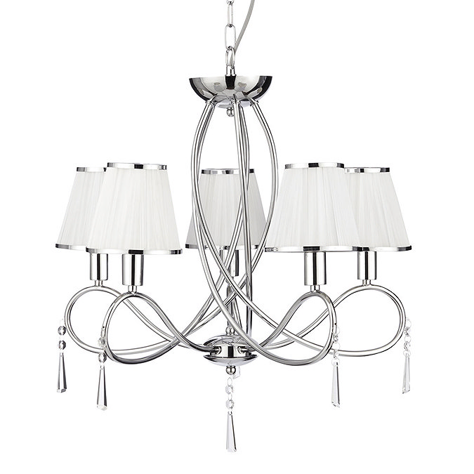 Revive 5-Light Chrome Light Fitting with White Shades Large Image