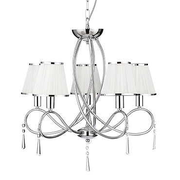 Revive 5-Light Chrome Light Fitting with White Shades  Profile Large Image