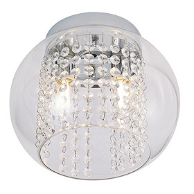 Revive Chrome/Clear Glass 2-Light Cloche Ceiling Light Large Image