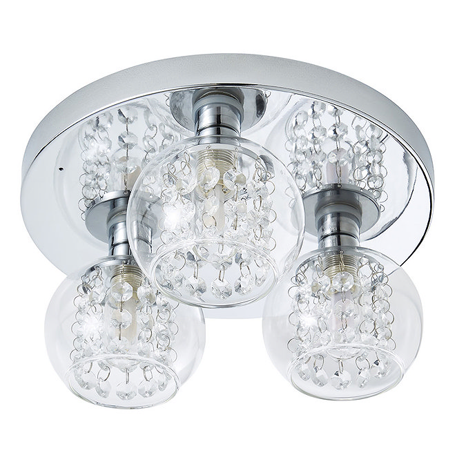 Revive Chrome/Clear Glass 3-Light Flush Ceiling Light Profile Large Image