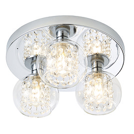 Revive Chrome/Clear Glass 3-Light Flush Ceiling Light Large Image