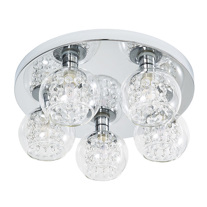 Revive Chrome/Clear Glass 5-Light Flush Ceiling Light Profile Large Image