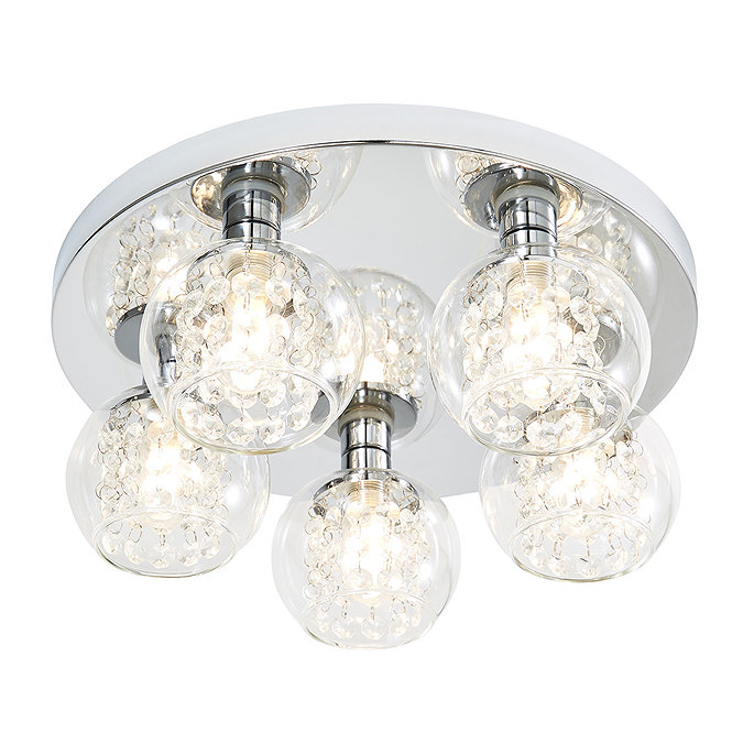 Revive Chrome/Clear Glass 5-Light Flush Ceiling Light Large Image