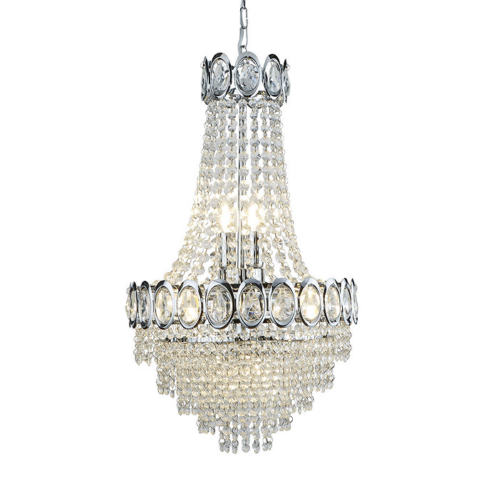 Revive Chrome 6 Light Chandelier with Crystal Beads Large Image